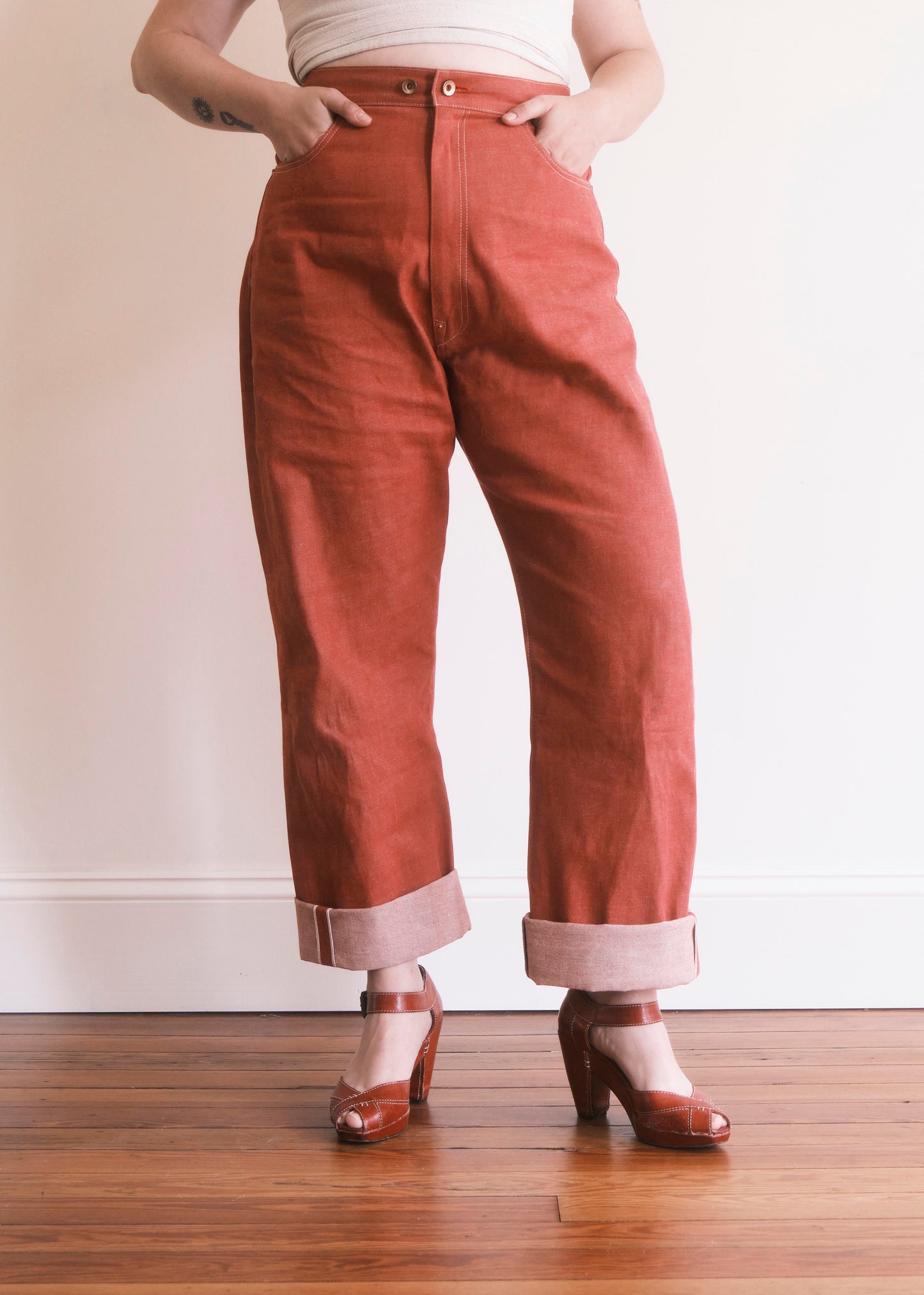 13 oz. Chambray Red 100% Cotton Rigid Selvedge